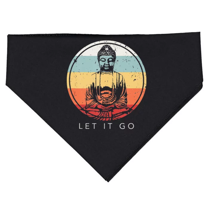 Buddha Let It Go Meditation Buddhism Vintage Yoga Gift USA-Made Doggie Bandana