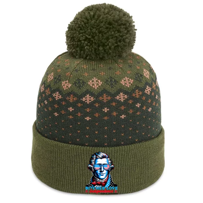 Bitches Love Independence Funny 4th Of July Thomas Jefferson The Baniff Cuffed Pom Beanie