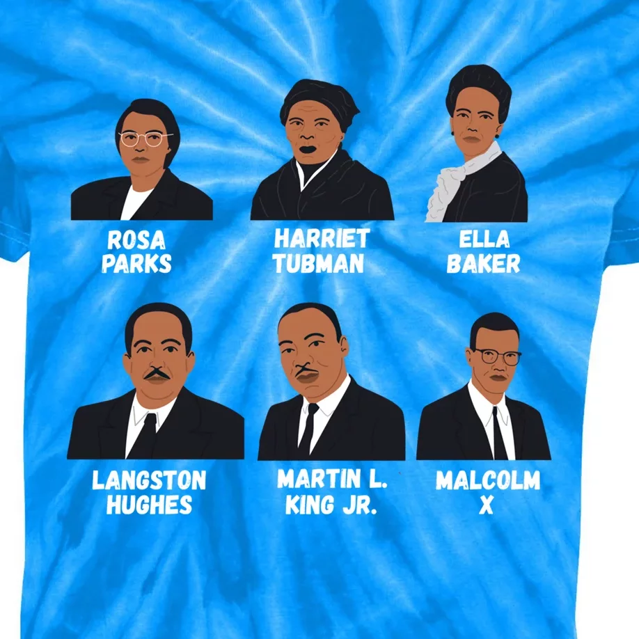 Black Leaders Inspiring Black History African American Gift Kids Tie-Dye T-Shirt