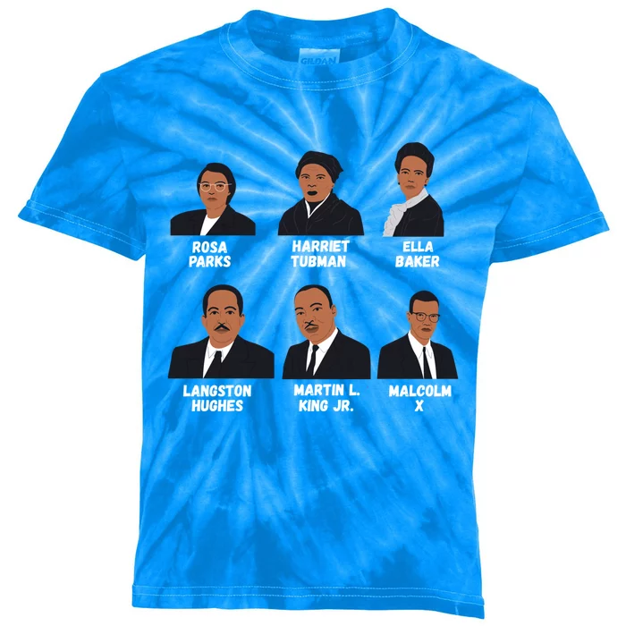 Black Leaders Inspiring Black History African American Gift Kids Tie-Dye T-Shirt