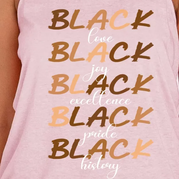 Black Love Joy Excellence Pride History Melanin Cool Gift Women's Knotted Racerback Tank