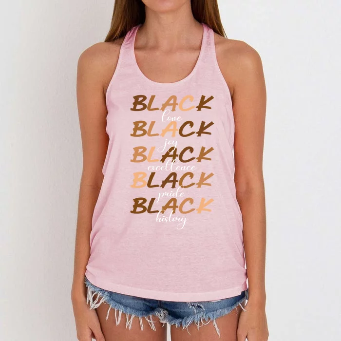 Black Love Joy Excellence Pride History Melanin Cool Gift Women's Knotted Racerback Tank