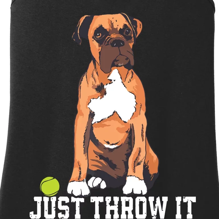 Boxer Love Just Throw It Play Fetch Dog Ladies Essential Tank