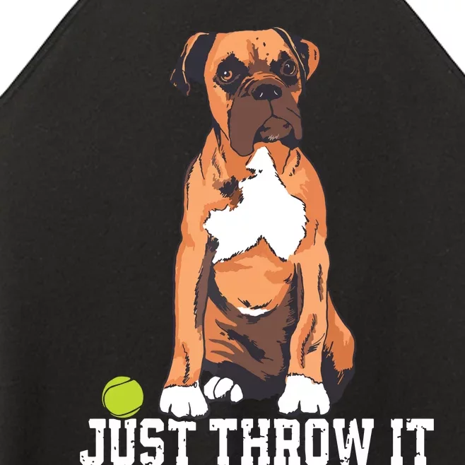 Boxer Love Just Throw It Play Fetch Dog Women’s Perfect Tri Rocker Tank