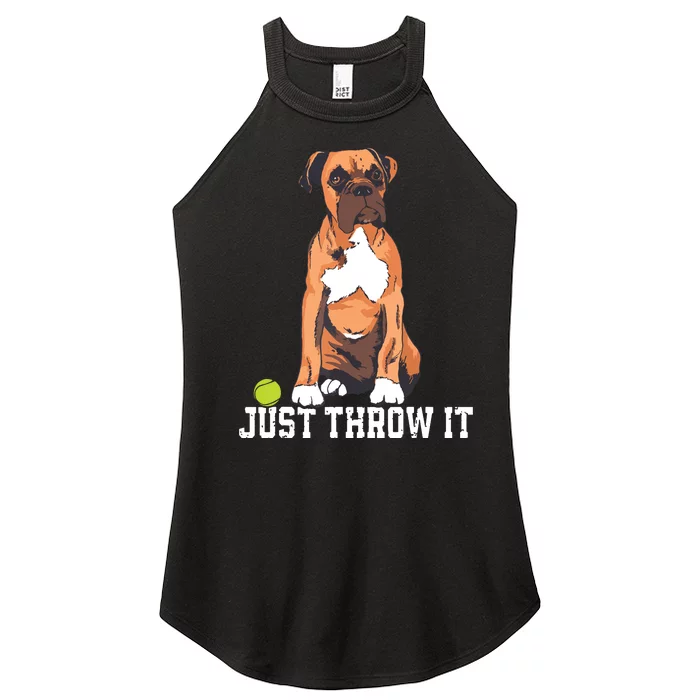 Boxer Love Just Throw It Play Fetch Dog Women’s Perfect Tri Rocker Tank