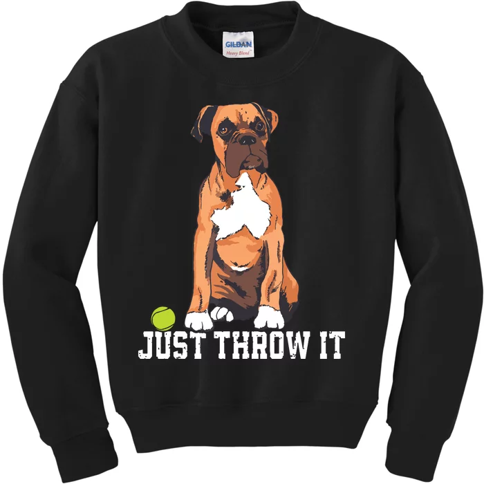 Boxer Love Just Throw It Play Fetch Dog Kids Sweatshirt