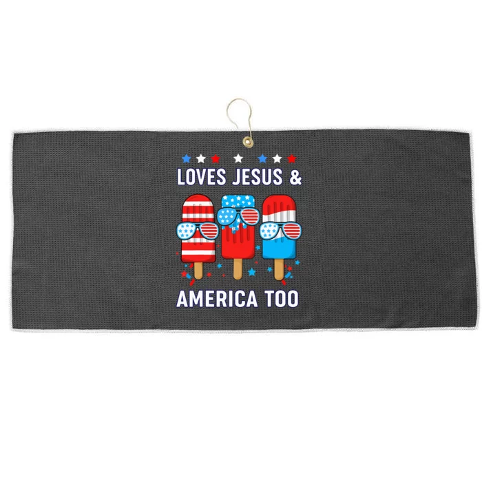 Boy Loves Jesus America Too Usa Flag Christian Faith Large Microfiber Waffle Golf Towel