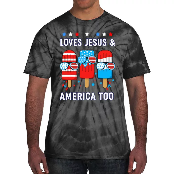 Boy Loves Jesus America Too Usa Flag Christian Faith Tie-Dye T-Shirt