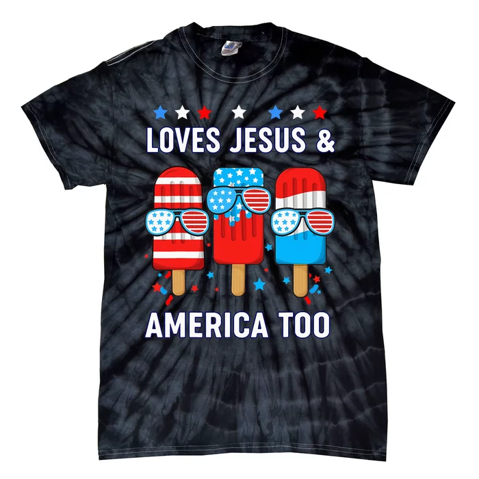 Boy Loves Jesus America Too Usa Flag Christian Faith Tie-Dye T-Shirt