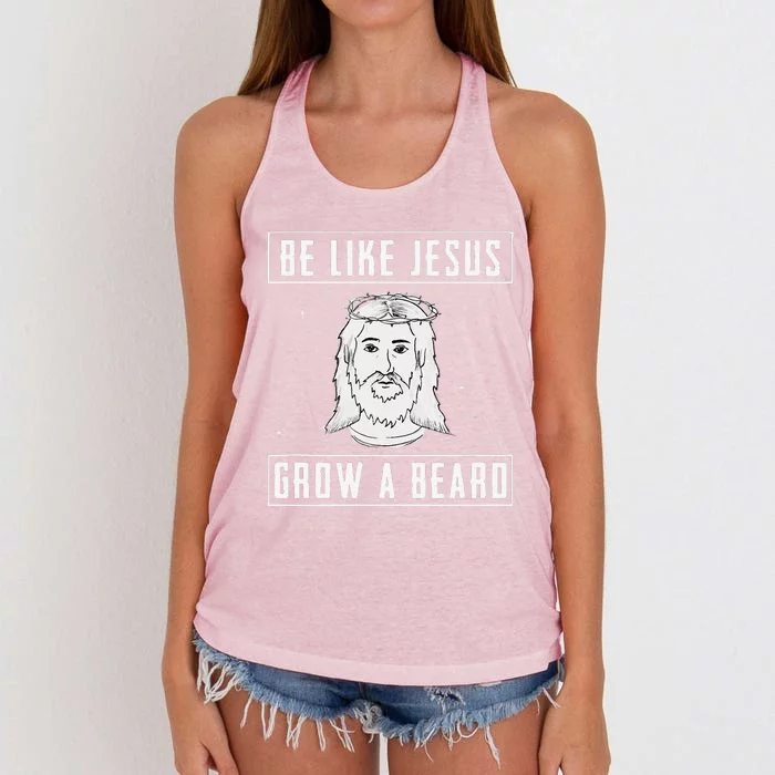 Be Like Jesus Grow A Beard Christian Gift Design Women's Knotted Racerback Tank