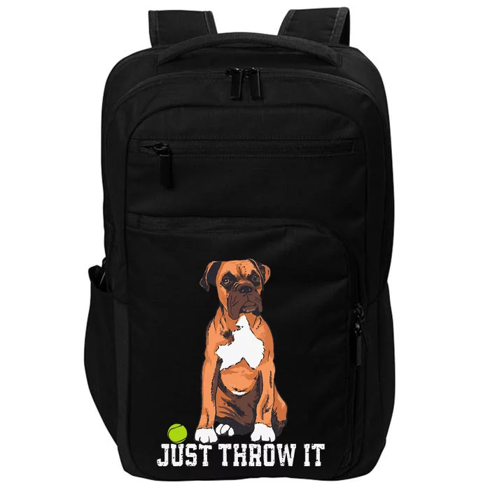 Boxer Love Just Throw It Play Fetch Dog Impact Tech Backpack