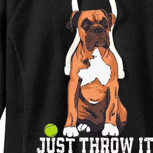 Boxer Love Just Throw It Play Fetch Dog Women's Fleece Hoodie