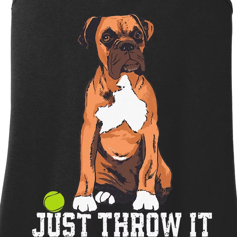 Boxer Love Just Throw It Play Fetch Dog Ladies Essential Tank