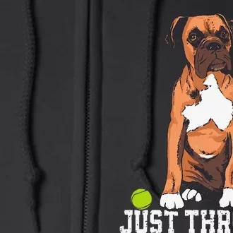 Boxer Love Just Throw It Play Fetch Dog Full Zip Hoodie