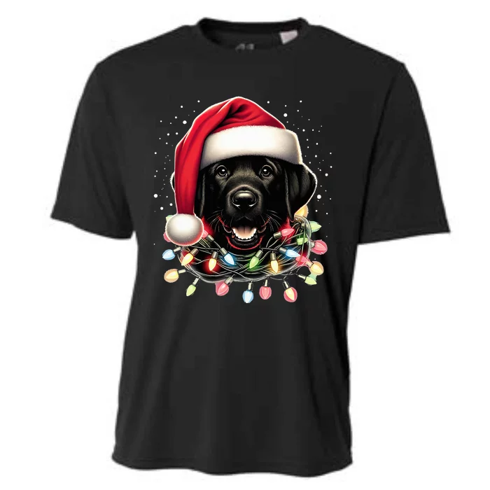 Black Lab Labrador Christmas Tree Light Pajama Dog Xmas Cooling Performance Crew T-Shirt