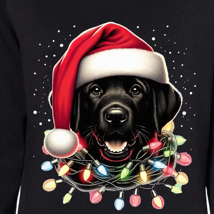 Black Lab Labrador Christmas Tree Light Pajama Dog Xmas Womens California Wash Sweatshirt