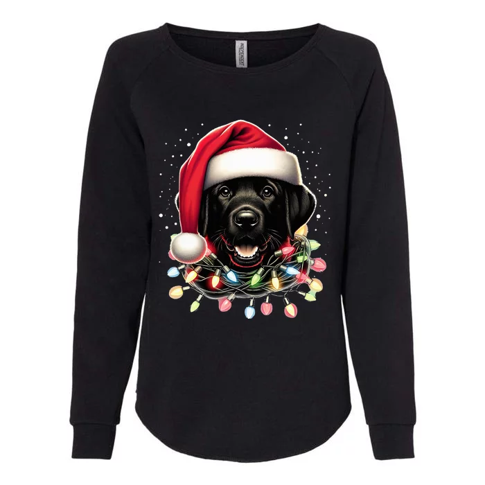 Black Lab Labrador Christmas Tree Light Pajama Dog Xmas Womens California Wash Sweatshirt