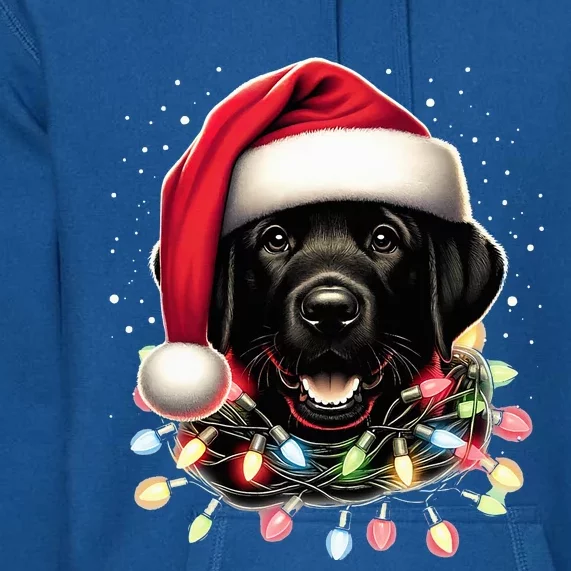 Black Lab Labrador Christmas Tree Light Pajama Dog Xmas Premium Hoodie