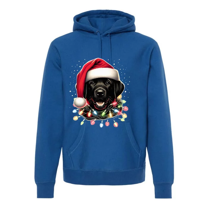 Black Lab Labrador Christmas Tree Light Pajama Dog Xmas Premium Hoodie