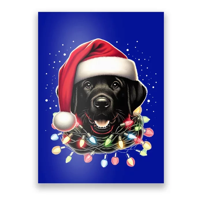 Black Lab Labrador Christmas Tree Light Pajama Dog Xmas Poster