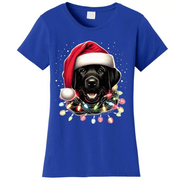 Black Lab Labrador Christmas Tree Light Pajama Dog Xmas Women's T-Shirt