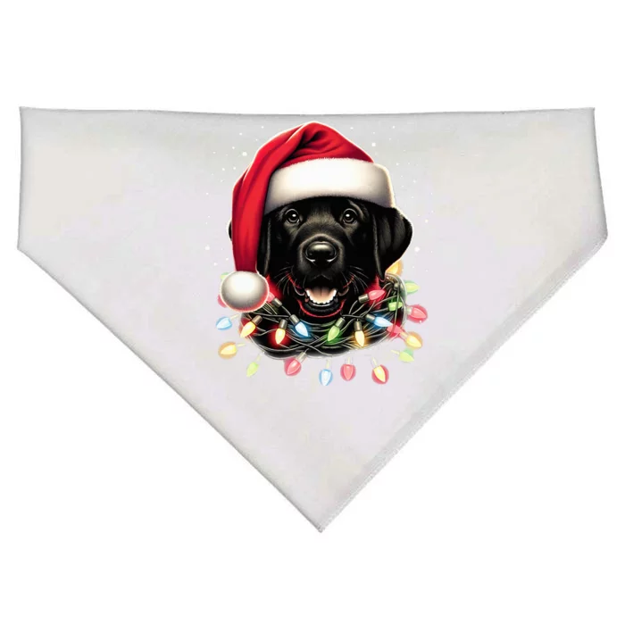 Black Lab Labrador Christmas Tree Light Pajama Dog Xmas USA-Made Doggie Bandana