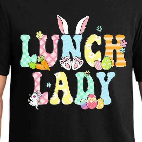 Bunny Lunch Lady Funny Egg Easter Day Floral Pajama Set