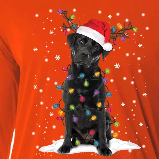 Black Lab Labrador Christmas Tree Light Pajama Dog Xmas Gift Cooling Performance Long Sleeve Crew