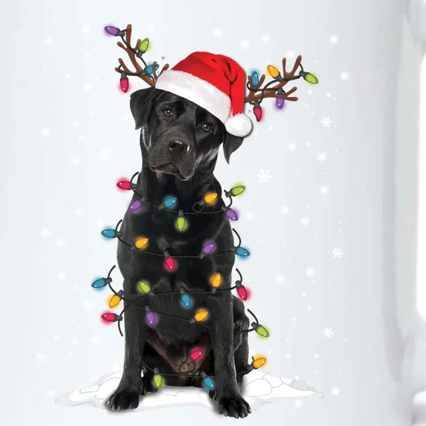 Black Lab Labrador Christmas Tree Light Pajama Dog Xmas Gift Black Color Changing Mug