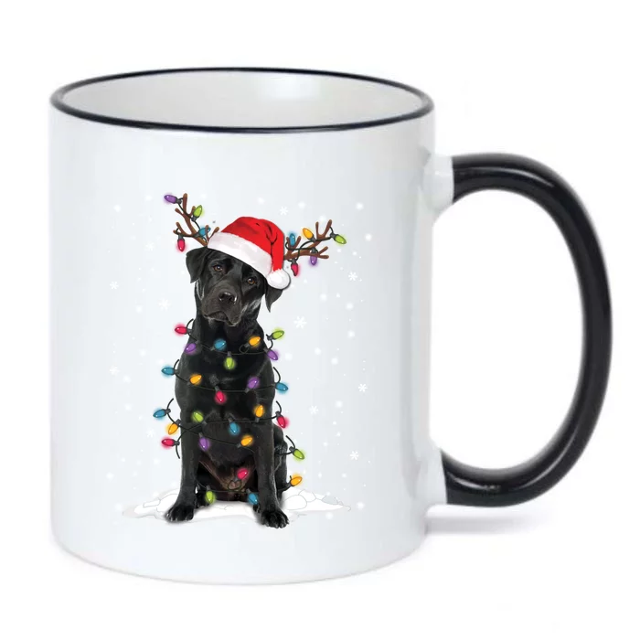 Black Lab Labrador Christmas Tree Light Pajama Dog Xmas Gift Black Color Changing Mug