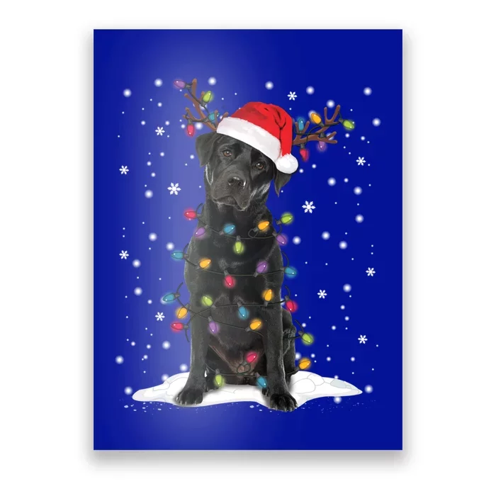 Black Lab Labrador Christmas Tree Light Pajama Dog Xmas Gift Poster