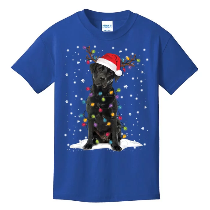 Black Lab Labrador Christmas Tree Light Pajama Dog Xmas Gift Kids T-Shirt