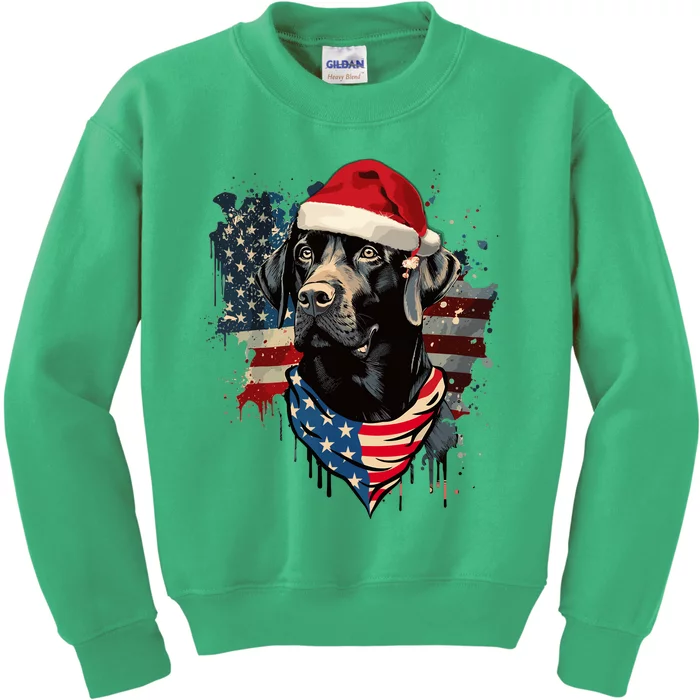 Black Lab Labrador Vintage Santa Christmas Pajama Dog Xmas Kids Sweatshirt