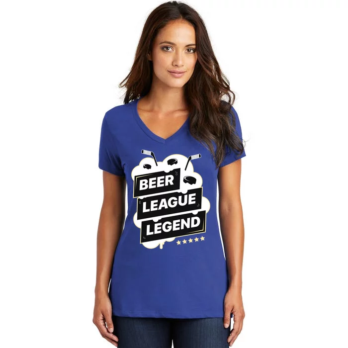 Beer League Legend Hockey Gift Women's V-Neck T-Shirt