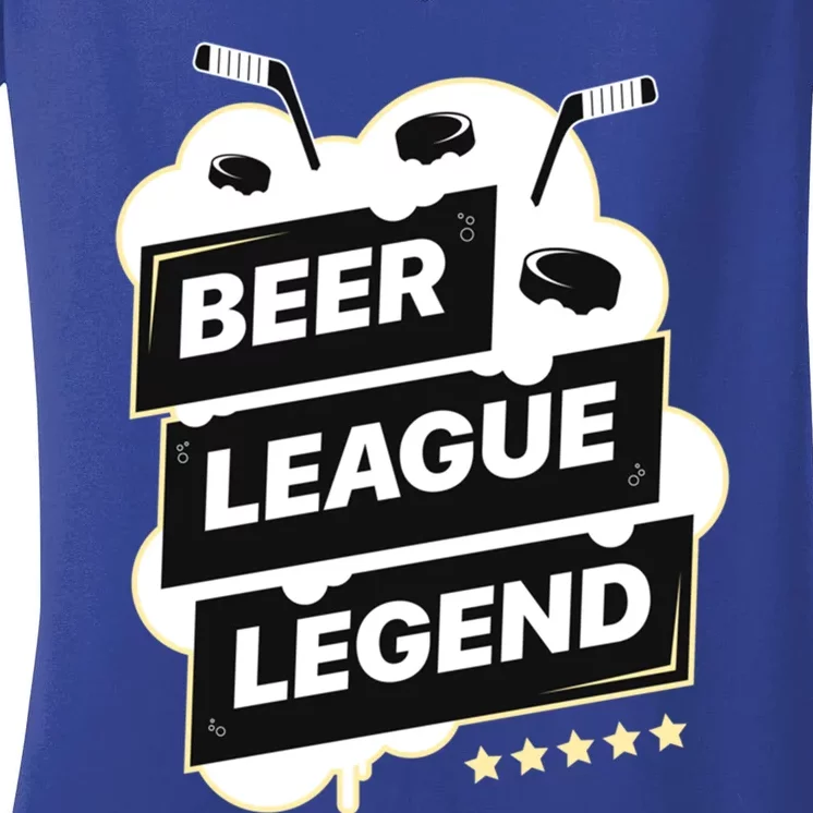 Beer League Legend Hockey Gift Women's V-Neck T-Shirt