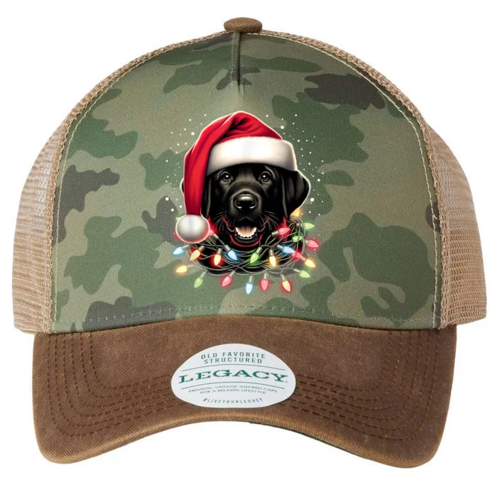 Black Lab Labrador Christmas Tree Light Pajama Dog Xmas Legacy Tie Dye Trucker Hat