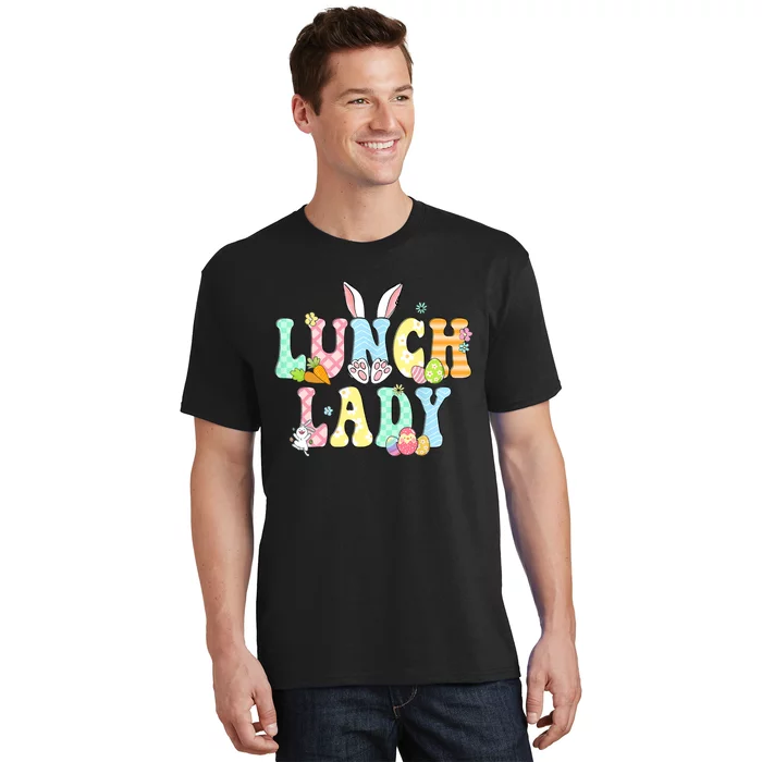 Bunny Lunch Lady Funny Egg Easter Day Floral T-Shirt