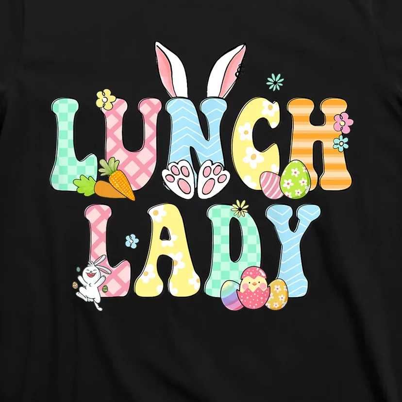 Bunny Lunch Lady Funny Egg Easter Day Floral T-Shirt