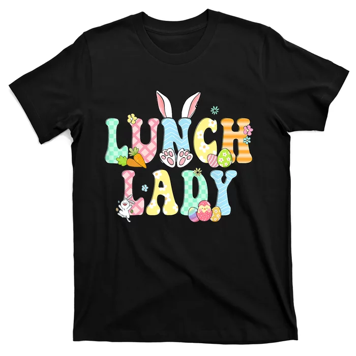 Bunny Lunch Lady Funny Egg Easter Day Floral T-Shirt