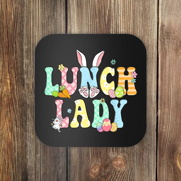 Bunny Lunch Lady Funny Egg Easter Day Floral Coaster