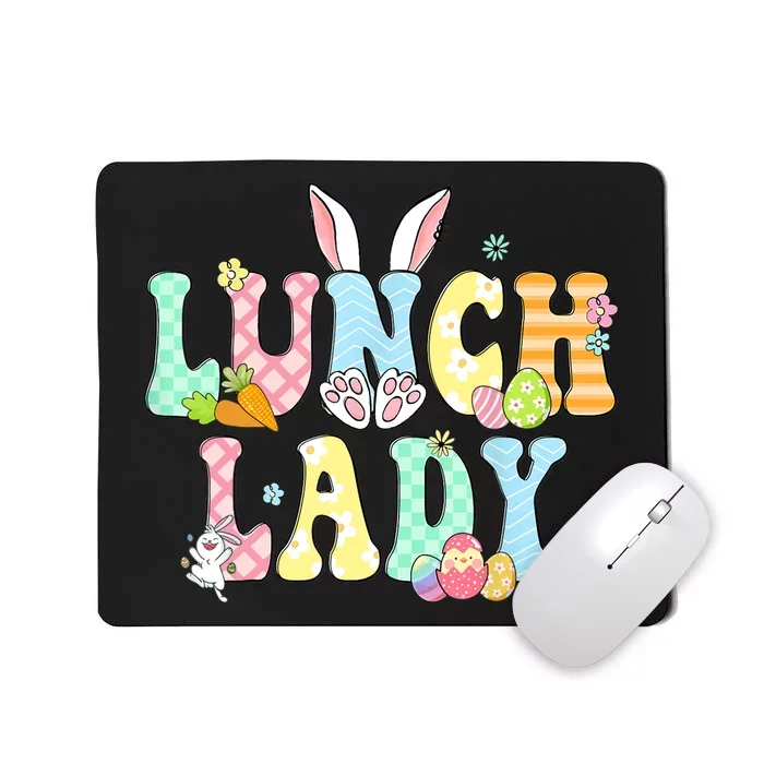 Bunny Lunch Lady Funny Egg Easter Day Floral Mousepad