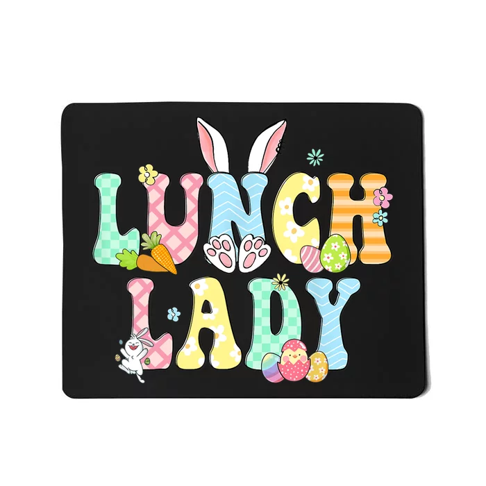 Bunny Lunch Lady Funny Egg Easter Day Floral Mousepad