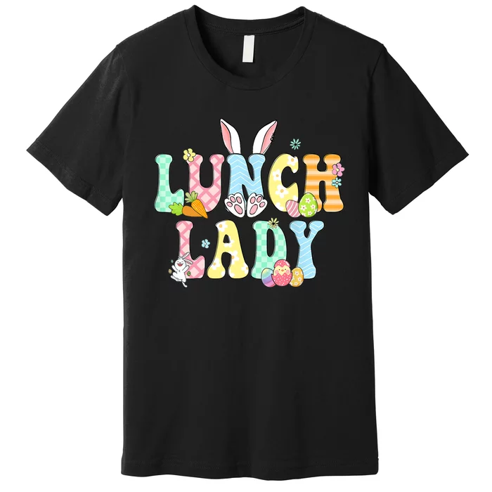 Bunny Lunch Lady Funny Egg Easter Day Floral Premium T-Shirt