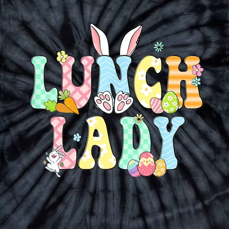 Bunny Lunch Lady Funny Egg Easter Day Floral Tie-Dye T-Shirt