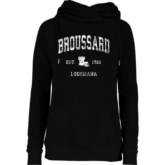 Broussard Louisiana LA Vintage Athletic Sports Womens Funnel Neck Pullover Hood