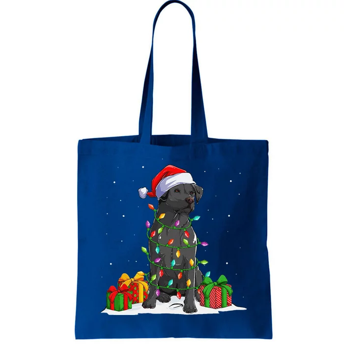 Black Lab Labrador Christmas Lights Pajama Dog Lover Xmas Tote Bag