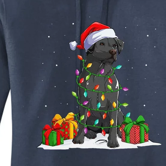 Black Lab Labrador Christmas Lights Pajama Dog Lover Xmas Women's Pullover Hoodie