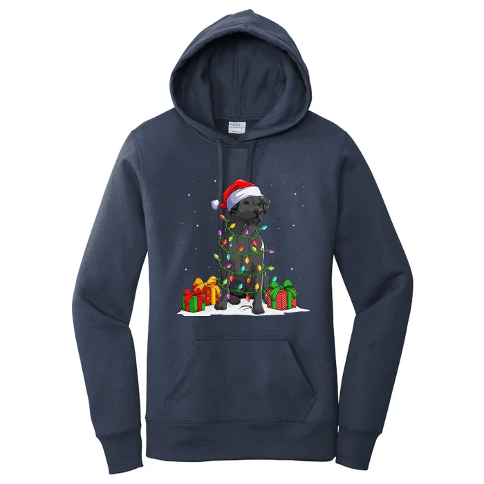 Black Lab Labrador Christmas Lights Pajama Dog Lover Xmas Women's Pullover Hoodie