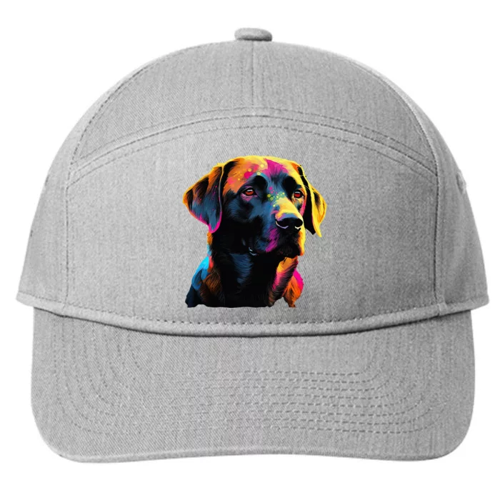 Black Labrador Lover Colorful Pop Art Black Lab 7-Panel Snapback Hat