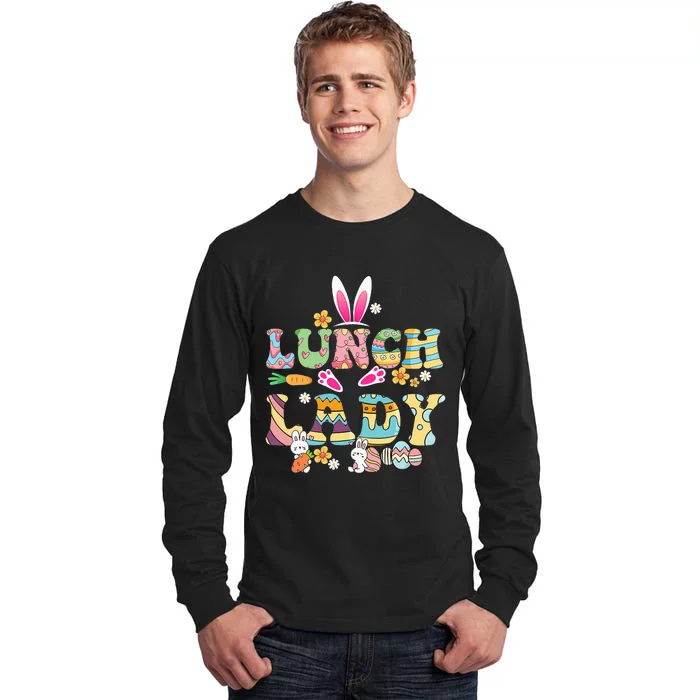 Bunny Lunch Lady Funny Egg Easter Day Floral Tall Long Sleeve T-Shirt